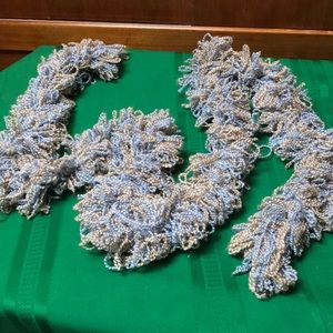 Yarn like stringy scarf blue and grey